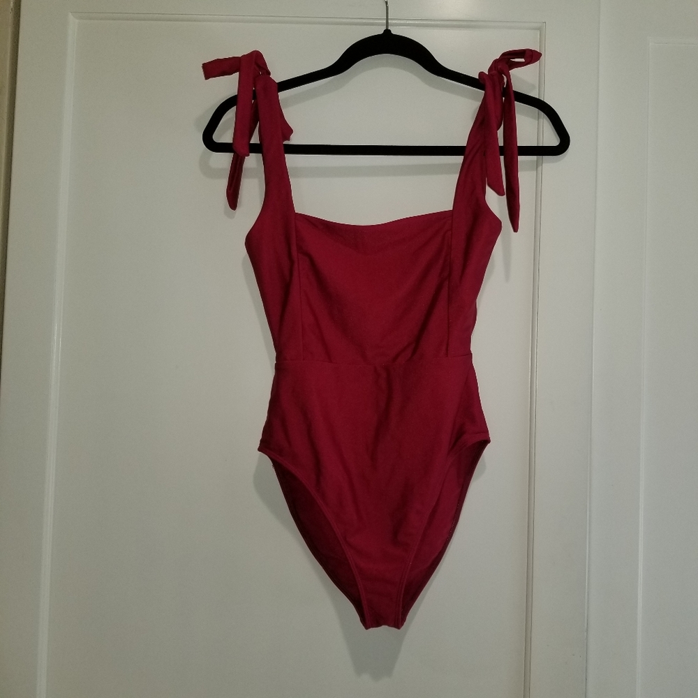 NWOT burgundy shimmery 1 piece bikini